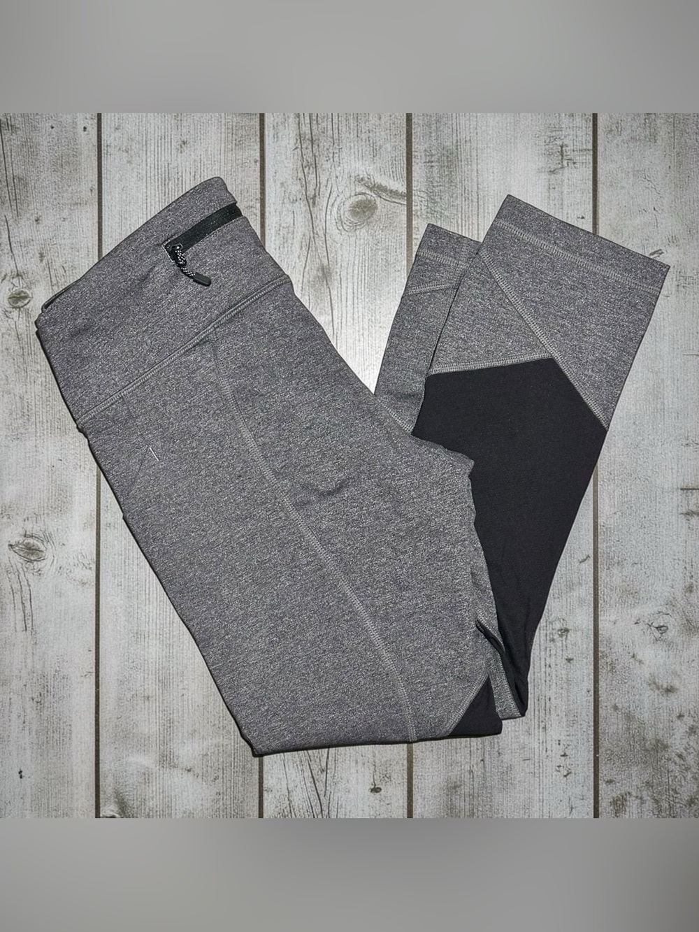Lululemon Pace Rival Crop 22” Leggings Size 6 Heathered Black Black 5 Pocket